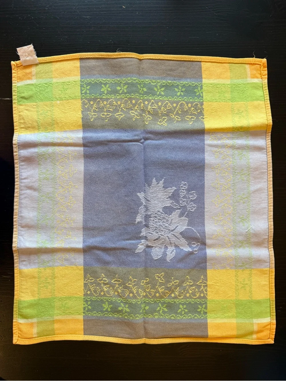 French yellow/blue/green napkins 100% cotton made in France set of 4